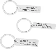 [Baluue] 3pcs Father's Day Keychain Mixed Style Key Ring Pendant Durable Key Decor Lightweight and Compact Ornament for Dad present for Father's Day