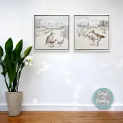 Hamptons Coastal Curlew Sandpiper set/2 Canvas Prints Beach Wall Art 40x40cm