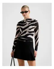 [Forever New] Raegan Ruched Mesh Top in Black
