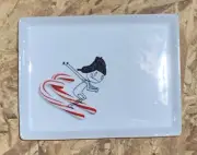 CB2 Crate & Barrel Oliver rectangle appetizer plate Candy Cane Skiing/ 2015 /NEW