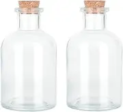Magic Season Decorative Glass Bottles with Cork Stoppers (150 ml Round Bottles / 2 Pcs)
