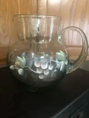 L@@K!! Hand Painted Glass Pitcher Made In Spain