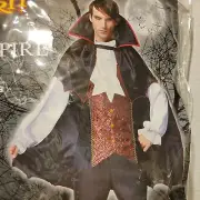 Vampire Costume Adult 42-46 Dracula Halloween Fancy Shirt/Vest, Cape New