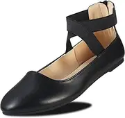 [EMMA NEW YORK] Women's Flats Comfortable Fashion Shoes for Women with Elastic Ankle Straps Dressy Ballerina Style Closed Toe Sandals for Women Casual Ballet Flat