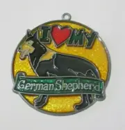I LOVE MY GERMAN SHEPHERD SUNCATCHER (YELLOW BACKGROUND) (DOG SUNCATCHERS)