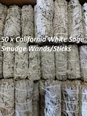 White Sage Smudge Sticks 50 x 4" (1 1/2 inch wide) Bundle Free Post
