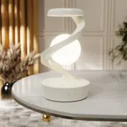 GGP White 360Â° Rotating Floating Night Light Wireless Charging Table Lamp - 7 Color Rgb Atmosphere Light - Usb Rechargeable For Bedroom, Bedside, Desk, Camping, And Party Decor