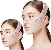 Chin Mask Pack of 2 V Line Lifting Mask for Saggy Face Skin Double Chin Mask Reusable V-Line Mask Double Chin Remover Pink Chin Strap Suitable for Women and Men