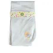 Little Me Baby Boys Cute Embroidered Bear Cotton Blanket - Light Blue NWT