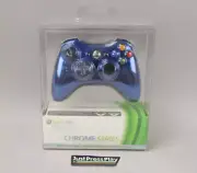 NOS Microsoft Xbox 360 Chrome Series Special Ed. Wireless Controller Blue Rare!