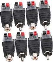 Versatile RCA Adapter Jack 8pcs Speaker Wire Plugs Audio Video Connector for Tvs Car Audio