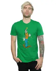 Absolute Cult Disney Men's Goofy Christmas Lights T-Shirt Black X-Large