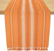 Folkulture Table Runner 72 Inches Long for Table Decorations, 100% Cotton Farmhouse Style Table Runner, Coffee Table Runner for Home Décor, Bohemian Table Runners for Decor (Orange)