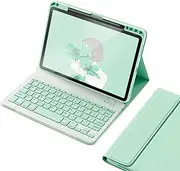 Keyboard Case for iPad 9th 8th 7th Generation Air 3 Pro 10.5, Magnetically Detachable Bluetooth Color Keyboard Smart Folio Cover with Pencil Holder (Mint Green)