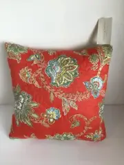 Laurel & Mayfair Jacobean Quilted Decorative Pillow, 14 by 14-Inch, Red NEW!