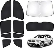 T TGBROS Custom Fit for Sun Shades 2018-2022 BMW X3 G01 Windshield & Rear & Side Windows & Triangular Window Sunshade Full Set Blocks UV Rays Foldable 10pcs