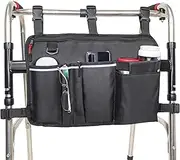 UlifeBetter Walker Bag Walker Basket for Folding Walker with Cup Holder, Rollator Organizer Storage Pouch Universal Folding Walker Accessories Walker Bags for Seniors Bag for Walker (Large Black)
