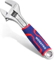 WORKPRO 8-inch Adjustable Wrench, Wide Jaw Opening Wrench with Rubber ~NEW~