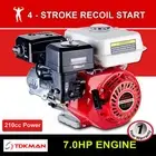 7HP Petrol Engine OHV Stationary Motor 4 Stroke 19mm Horizontal Shaft Recoil