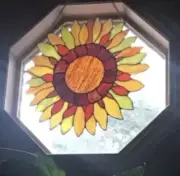 16” x 16" Sunflower Window Panel Suncatcher Tiffany Style Stained Glass Flower
