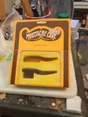 Vintage Mustache Brown Plastic Comb&Brush Mini Moustache Care New Old Stock