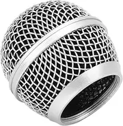 1 Pc Silver Microphone Head Replace, Grille Ball with Inner Foam, Steel Mesh Replacement Heads for Shure SM58, Microphone Pop Filters (AU-85)