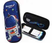 Pencil Case for Kids, Durable Pen Pouch with Large Capacity, Personalized Portable Stationery Box for School Secure Zipper Closure (Spaceman)