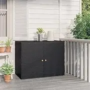 Garden Storage Cabinet Black 100x55.5x80 cm Poly Rattan,Storage Cabinets & Lockers 11.4KG-319868