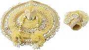 Aditri Creation Laddu Gopal Dress Cloth Bhagwan Poshak of God Krishna Kanhaiya Dev Vastra with Mukut for Metal Idol Statue for Indian Traditional Janmashtami Festival(Size:- 2-4 No.Dia- 8")(Golden)