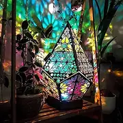 Polar Star Large Floor Lamp with USB Charging, Bohemian Hollow Geometric Retro Floor Decorative LED Colorful Diamond Lights 3D Projection Night lamp Desk Lamp Home Decor Wedding Party (Starry)