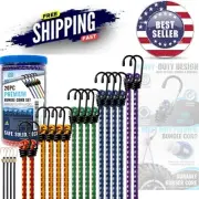 Heavy Duty Bungee Cords Set 20 Assorted Sizes with Hooks for Cargo, Outdoor