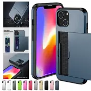 Slide Card Holder Wallet Case Cover For iPhone 11 12 13 Pro Max X XS XR 8 7 Plus