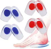 4 Pairs Gel Heel Cups, Cushions for Pain Relief, Silicone Insoles for Plantar Fasciitis, Sore Heel, Supports Shoe Inserts for Women Men (Small)