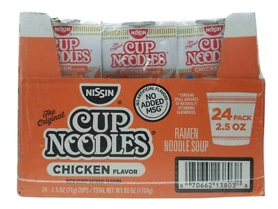 Nissin 827961 Cup Noodles, Chicken, 2.5 oz Cup, 24 per Carton