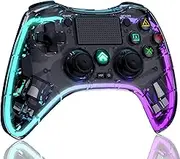 Wireless Controller für PS-4, Game Controller Kompatibel mit PS-4/Slim/Pro/PC mit Turbo/Makro/Dual Vibration/6-Achsen Gyro Sensor/Touchpanel/RGB-LED/Audio Jack, Präzision und Kontrolle - Weiß