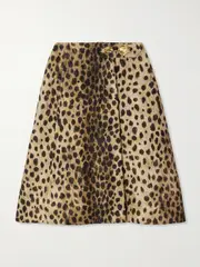 [Valentino Garavani] Valentino Garavani - Wrap-effect Embellished Jaguar-print Wool-felt Skirt - Leopard print - IT42 IT 42 Animal print