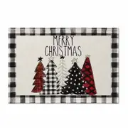 Catzon Plaid Christmas Trees Table Runner Kitchen Dining Table Decoration-BlackB/S