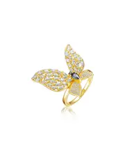 Genevive 14K Plated CZ Butterfly Ring