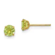 14K Yellow Gold 4mm Round Peridot Stud Earrings Madi K Children's Jewelry