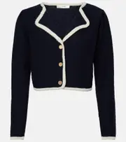 [Frame] Frame Corded Cardi knitted wool and cotton top AU 16 blue