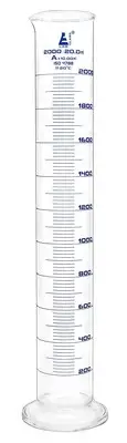 EISCO Graduated Cylinder, 2000ml - Class A Tolerance ±10.0ml - Round Base -...