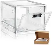 Large Medicine Lockable Box Lockable Storage Box Plastic Boxes for Personal Items Storage Bin with Lock Locking Plastic Storage Container for Medicine Snacks Food