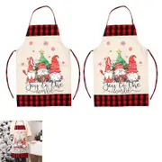 2pcs Kitchen Cooking Aprons Funny Christmas Sleeveless Baking Apron for Adults-Stripes hat