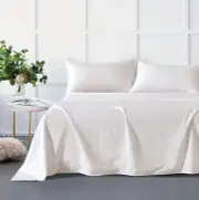 Bamboo Microfibre Sheet Set - White - Single