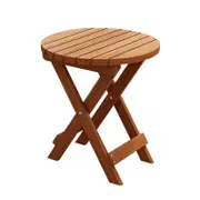 Lauft Folding Table Bamboo Wood Round Foldable Table Patio Picnic Outdoor Table