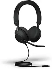 [Jabra] Evolve2 40 PC Headset – Noise Cancelling Microsoft Teams Certified Mono Headphones with 3-Microphone Call Technology – USB-A Cable – Black