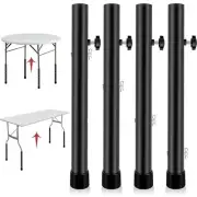 Folding Table Leg Extenders - Heavy Duty Steel Adjustable Risers, Raise Table...