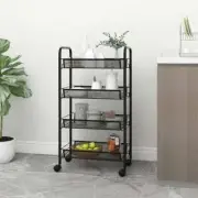 4-Tier Kitchen Trolley Wheels Cart Serving Utility Storage Shelf Rack Organiser