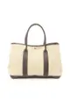 二奢 Pre-loved Hermès garden party PM Handbag tote bag toile ash leather beige Dark brown silver hardware □H stamp