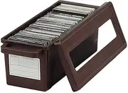 Stackable CD Disc Storage Box - Holds 70 Discs, 17.7 x 6.6 x 6.5 inches, Brown - for Home and Office Organization